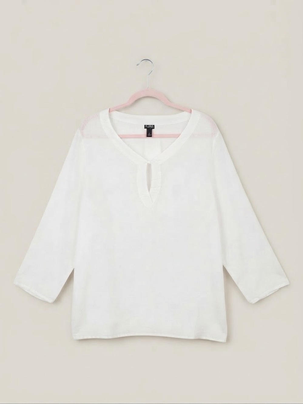Eileen Fisher 2X 100% Linen White Sheer Tunic Top Blouse